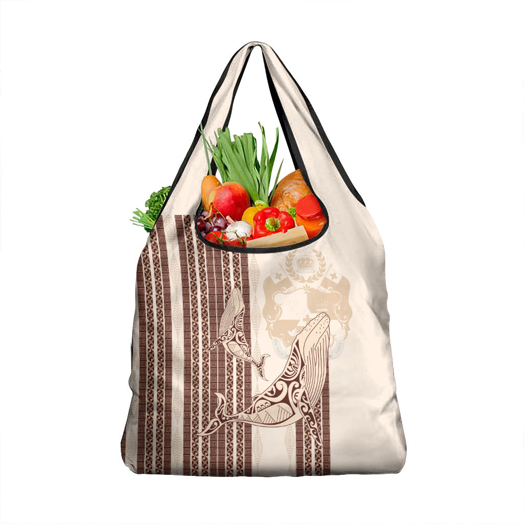 Swimming With Humpback Whales Season Tonga Grocery Bag Tongan Tofuaa Ngatu Pattern Brown LT14 1-pack One Size Brown - Polynesian Pride