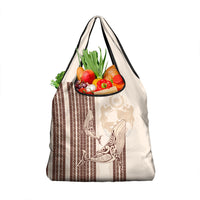 Swimming With Humpback Whales Season Tonga Grocery Bag Tongan Tofuaa Ngatu Pattern Brown LT14 1-pack One Size Brown - Polynesian Pride