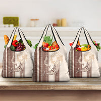 Swimming With Humpback Whales Season Tonga Grocery Bag Tongan Tofuaa Ngatu Pattern Brown LT14 3-pack One Size Brown - Polynesian Pride