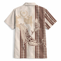 Swimming With Humpback Whales Season Tonga Hawaiian Shirt Tongan Tofuaa Ngatu Pattern Brown LT14 - Polynesian Pride
