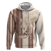 Swimming With Humpback Whales Season Tonga Hoodie Tongan Tofuaa Ngatu Pattern Brown LT14 Pullover Hoodie Brown - Polynesian Pride