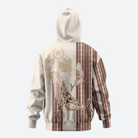 Swimming With Humpback Whales Season Tonga Hoodie Tongan Tofuaa Ngatu Pattern Brown LT14 - Polynesian Pride