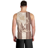 Swimming With Humpback Whales Season Tonga Men Tank Top Tongan Tofuaa Ngatu Pattern Brown LT14 - Polynesian Pride