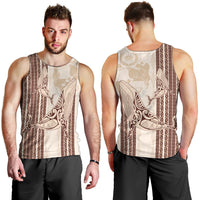 Swimming With Humpback Whales Season Tonga Men Tank Top Tongan Tofuaa Ngatu Pattern Brown LT14 - Polynesian Pride