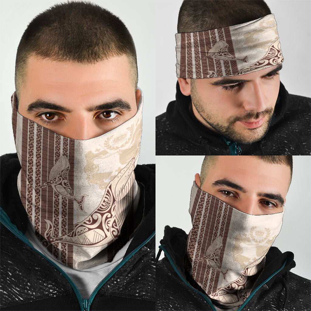 Swimming With Humpback Whales Season Tonga Neck Gaiter Tongan Tofuaa Ngatu Pattern Brown LT14 - Polynesian Pride