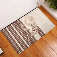 Swimming With Humpback Whales Season Tonga Rubber Doormat Tongan Tofuaa Ngatu Pattern Brown LT14 - Polynesian Pride