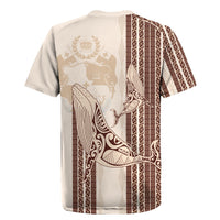 Swimming With Humpback Whales Season Tonga Rugby Jersey Tongan Tofuaa Ngatu Pattern Brown LT14 - Polynesian Pride