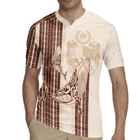 Swimming With Humpback Whales Season Tonga Rugby Jersey Tongan Tofuaa Ngatu Pattern Brown LT14 - Polynesian Pride