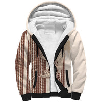 Swimming With Humpback Whales Season Tonga Sherpa Hoodie Tongan Tofuaa Ngatu Pattern Brown LT14 Unisex Brown - Polynesian Pride