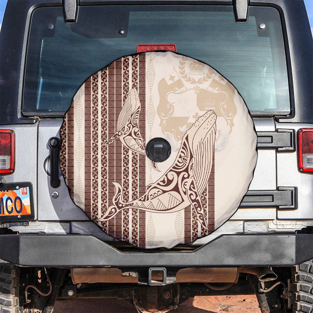 Swimming With Humpback Whales Season Tonga Spare Tire Cover Tongan Tofuaa Ngatu Pattern Brown LT14 Brown - Polynesian Pride