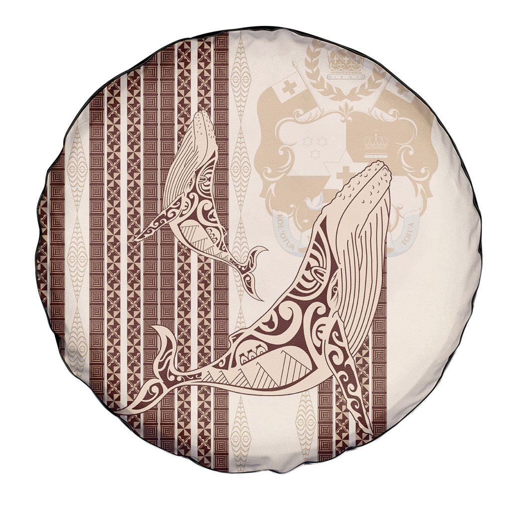 Swimming With Humpback Whales Season Tonga Spare Tire Cover Tongan Tofuaa Ngatu Pattern Brown LT14 - Polynesian Pride