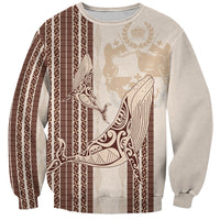 Swimming With Humpback Whales Season Tonga Sweatshirt Tongan Tofuaa Ngatu Pattern Brown LT14 Unisex Brown - Polynesian Pride