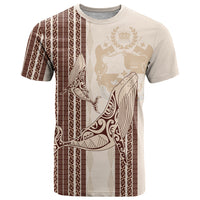 Swimming With Humpback Whales Season Tonga T Shirt Tongan Tofuaa Ngatu Pattern Brown LT14 Brown - Polynesian Pride