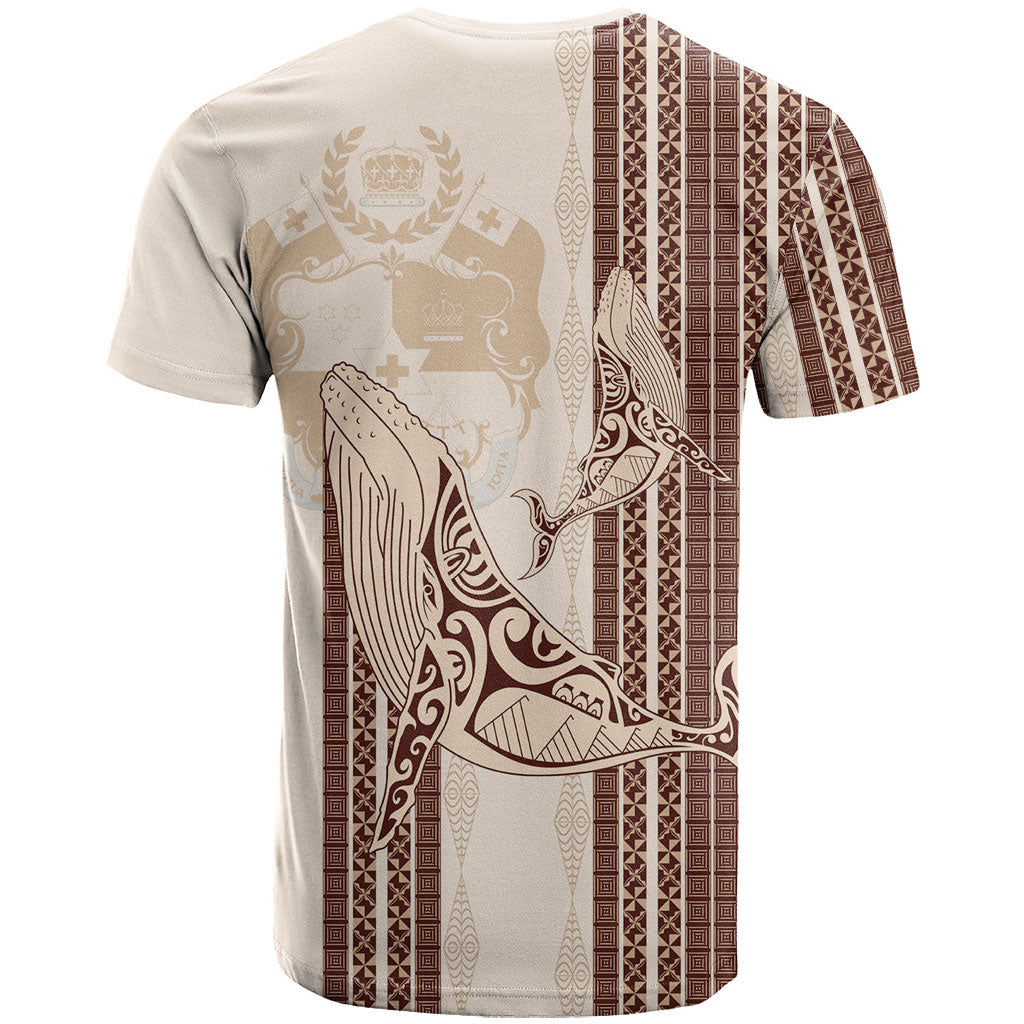 Swimming With Humpback Whales Season Tonga T Shirt Tongan Tofuaa Ngatu Pattern Brown LT14 - Polynesian Pride