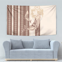 Swimming With Humpback Whales Season Tonga Tapestry Tongan Tofuaa Ngatu Pattern Brown LT14 - Polynesian Pride