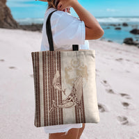 Swimming With Humpback Whales Season Tonga Tote Bag Tongan Tofuaa Ngatu Pattern Brown LT14 - Polynesian Pride