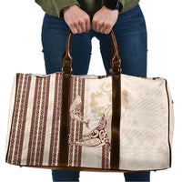 Swimming With Humpback Whales Season Tonga Travel Bag Tongan Tofuaa Ngatu Pattern Brown LT14 Brown - Polynesian Pride