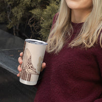 Swimming With Humpback Whales Season Tonga Tumbler Cup Tongan Tofuaa Ngatu Pattern Brown LT14 - Polynesian Pride
