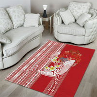 Swimming With Humpback Whales Season Tonga Area Rug Tongan Tofuaa Ngatu Pattern Red LT14 - Polynesian Pride