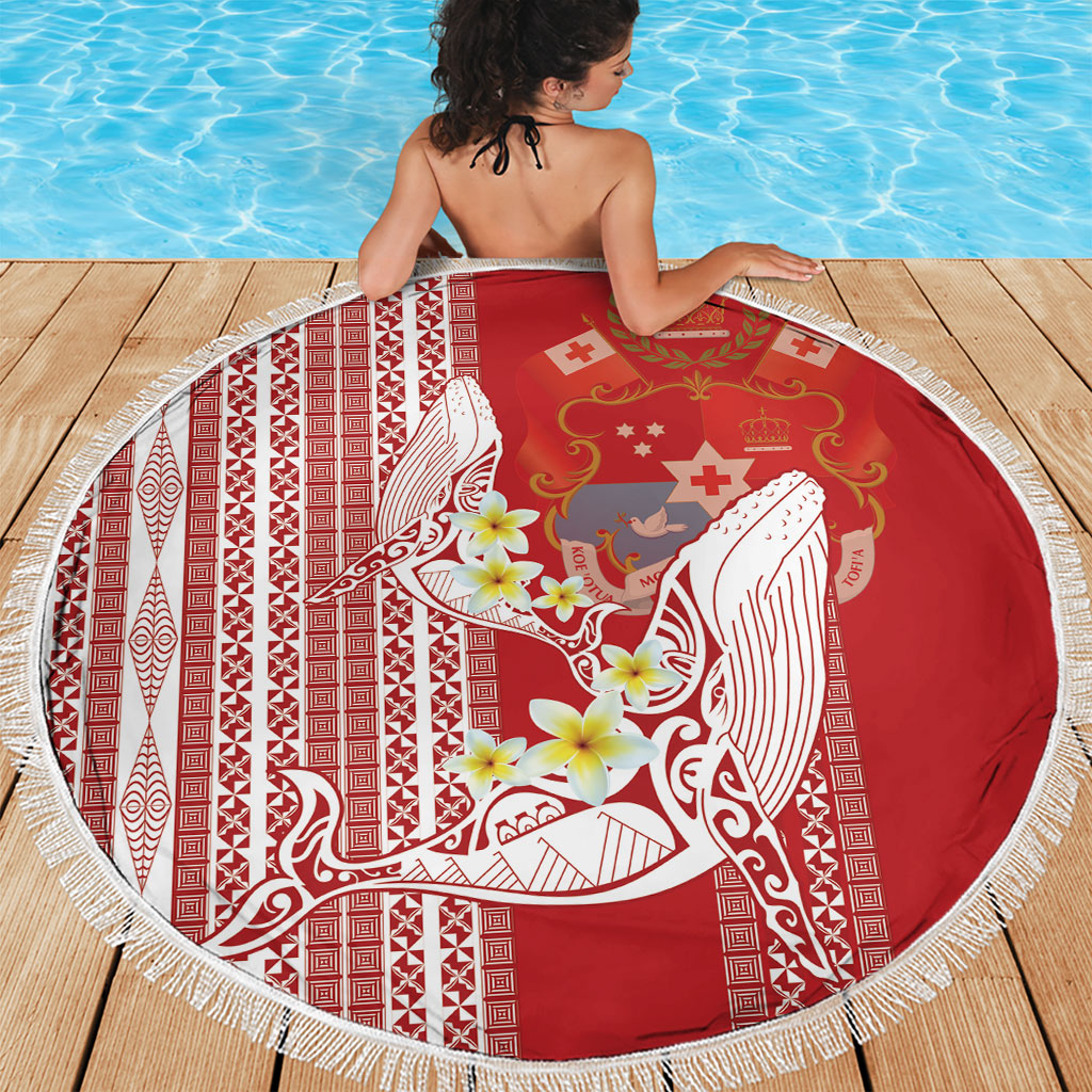 Swimming With Humpback Whales Season Tonga Beach Blanket Tongan Tofuaa Ngatu Pattern Red LT14 - Polynesian Pride