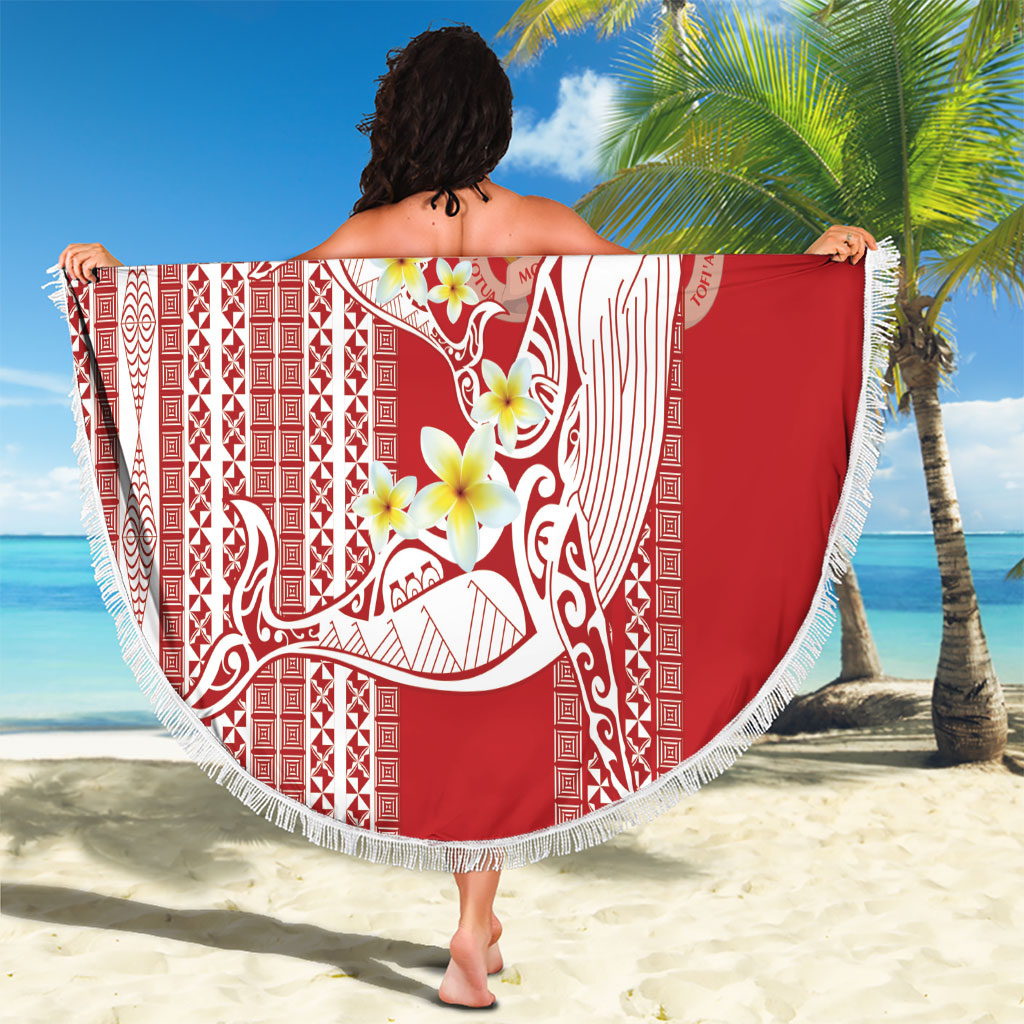Swimming With Humpback Whales Season Tonga Beach Blanket Tongan Tofuaa Ngatu Pattern Red LT14 - Polynesian Pride