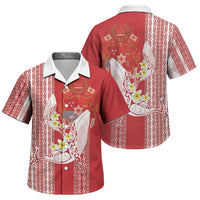 Swimming With Humpback Whales Season Tonga Family Matching Off Shoulder Maxi Dress and Hawaiian Shirt Tongan Tofuaa Ngatu Pattern Red LT14 Son's Shirt Red - Polynesian Pride