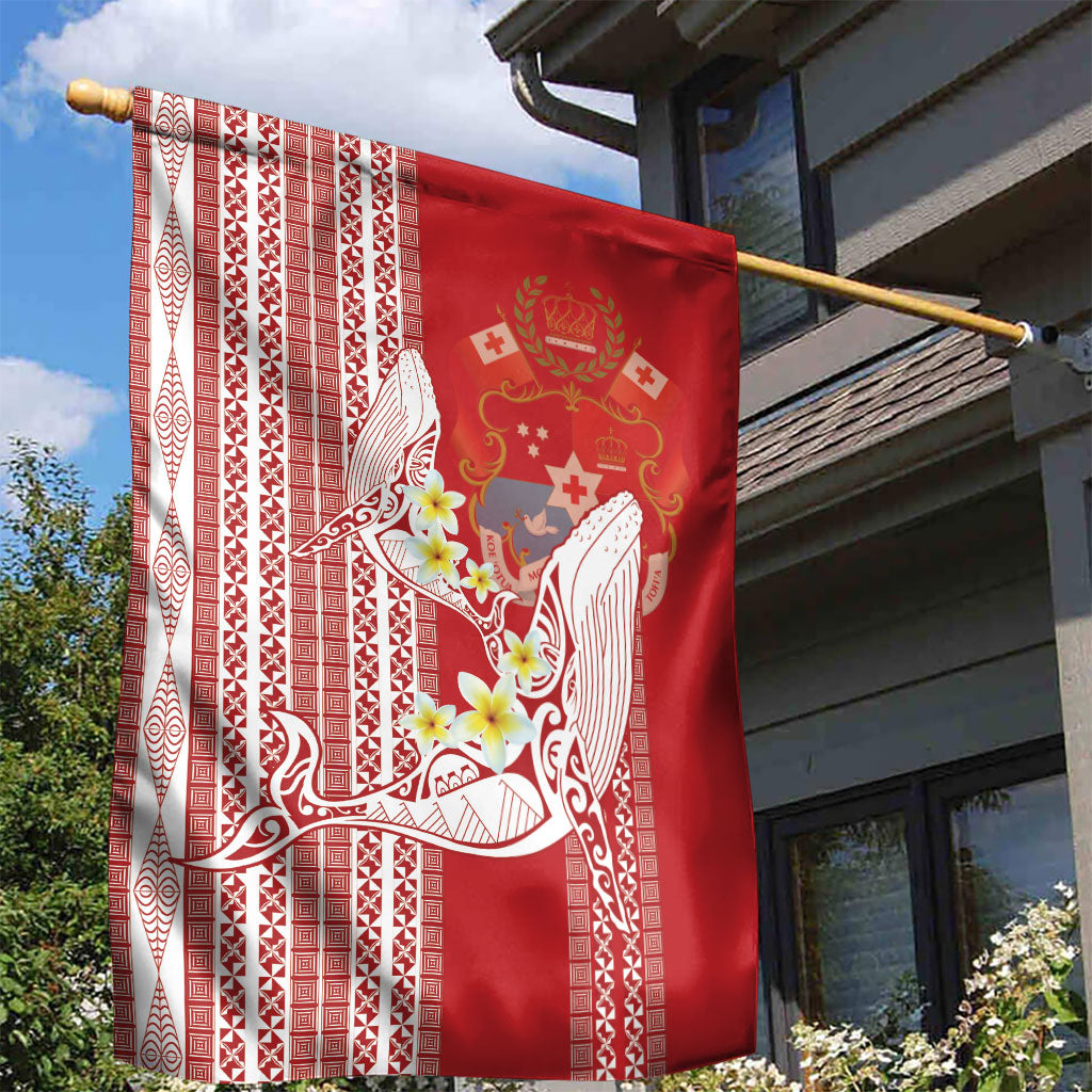 Swimming With Humpback Whales Season Tonga Garden Flag Tongan Tofuaa Ngatu Pattern Red LT14 - Polynesian Pride