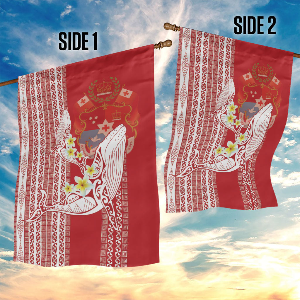 Swimming With Humpback Whales Season Tonga Garden Flag Tongan Tofuaa Ngatu Pattern Red LT14 - Polynesian Pride