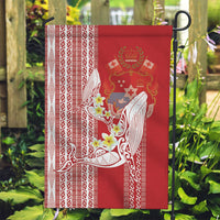 Swimming With Humpback Whales Season Tonga Garden Flag Tongan Tofuaa Ngatu Pattern Red LT14 Garden Flag Red - Polynesian Pride