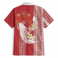 Swimming With Humpback Whales Season Tonga Hawaiian Shirt Tongan Tofuaa Ngatu Pattern Red LT14 - Polynesian Pride
