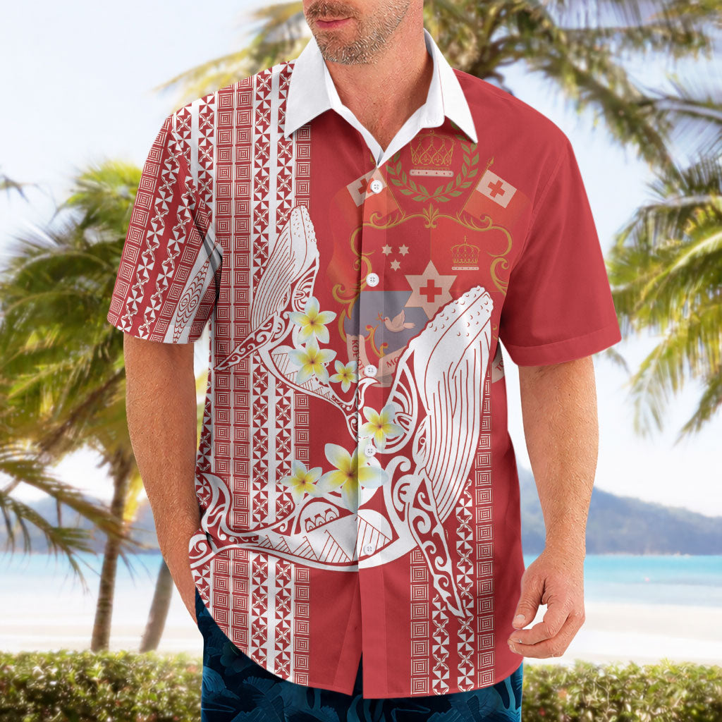 Swimming With Humpback Whales Season Tonga Hawaiian Shirt Tongan Tofuaa Ngatu Pattern Red LT14 - Polynesian Pride