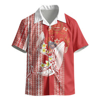 Swimming With Humpback Whales Season Tonga Kid Hawaiian Shirt Tongan Tofuaa Ngatu Pattern Red LT14 - Polynesian Pride