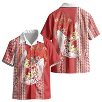 Swimming With Humpback Whales Season Tonga Kid Hawaiian Shirt Tongan Tofuaa Ngatu Pattern Red LT14 - Polynesian Pride