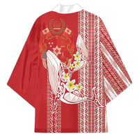 Swimming With Humpback Whales Season Tonga Kimono Tongan Tofuaa Ngatu Pattern Red LT14 - Polynesian Pride