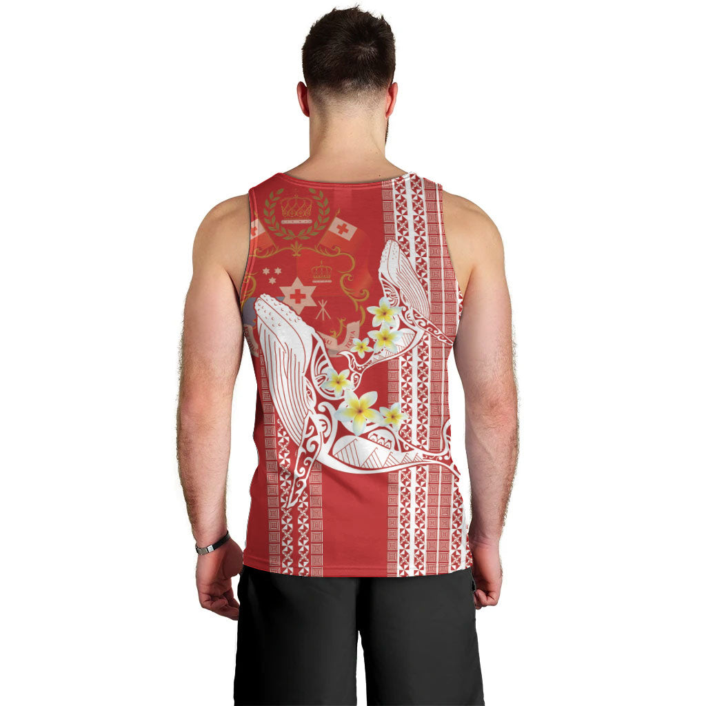 Swimming With Humpback Whales Season Tonga Men Tank Top Tongan Tofuaa Ngatu Pattern Red LT14 - Polynesian Pride