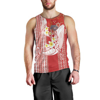 Swimming With Humpback Whales Season Tonga Men Tank Top Tongan Tofuaa Ngatu Pattern Red LT14 - Polynesian Pride