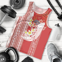 Swimming With Humpback Whales Season Tonga Men Tank Top Tongan Tofuaa Ngatu Pattern Red LT14 - Polynesian Pride
