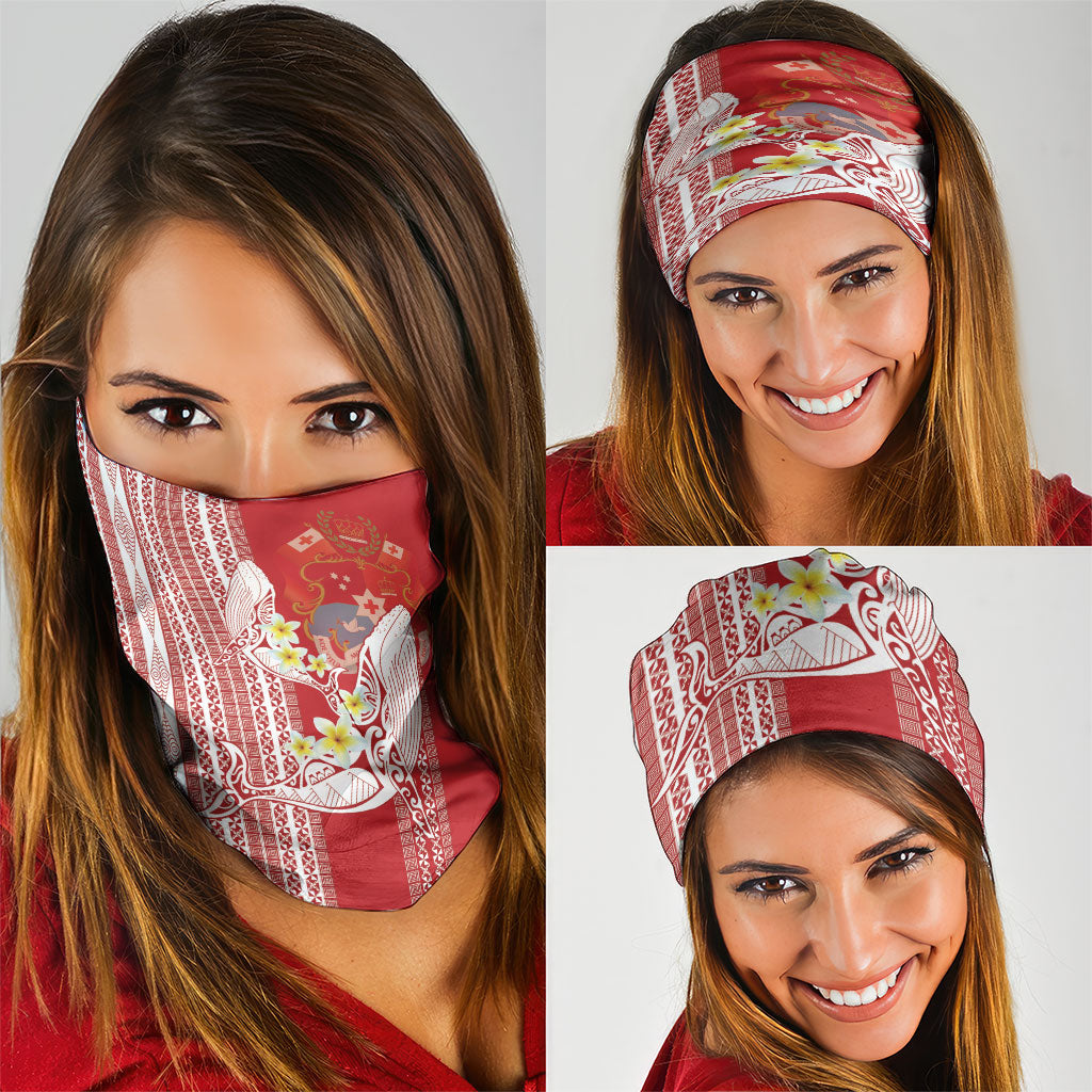 Swimming With Humpback Whales Season Tonga Neck Gaiter Tongan Tofuaa Ngatu Pattern Red LT14 - Polynesian Pride