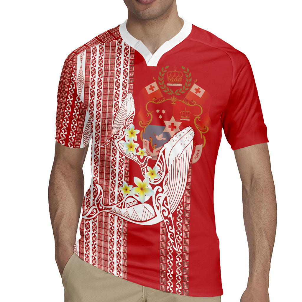 Swimming With Humpback Whales Season Tonga Rugby Jersey Tongan Tofuaa Ngatu Pattern Red LT14 - Polynesian Pride