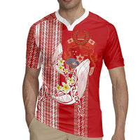 Swimming With Humpback Whales Season Tonga Rugby Jersey Tongan Tofuaa Ngatu Pattern Red LT14 - Polynesian Pride