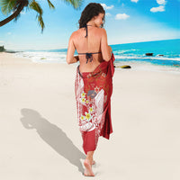 Swimming With Humpback Whales Season Tonga Sarong Tongan Tofuaa Ngatu Pattern Red LT14 - Polynesian Pride