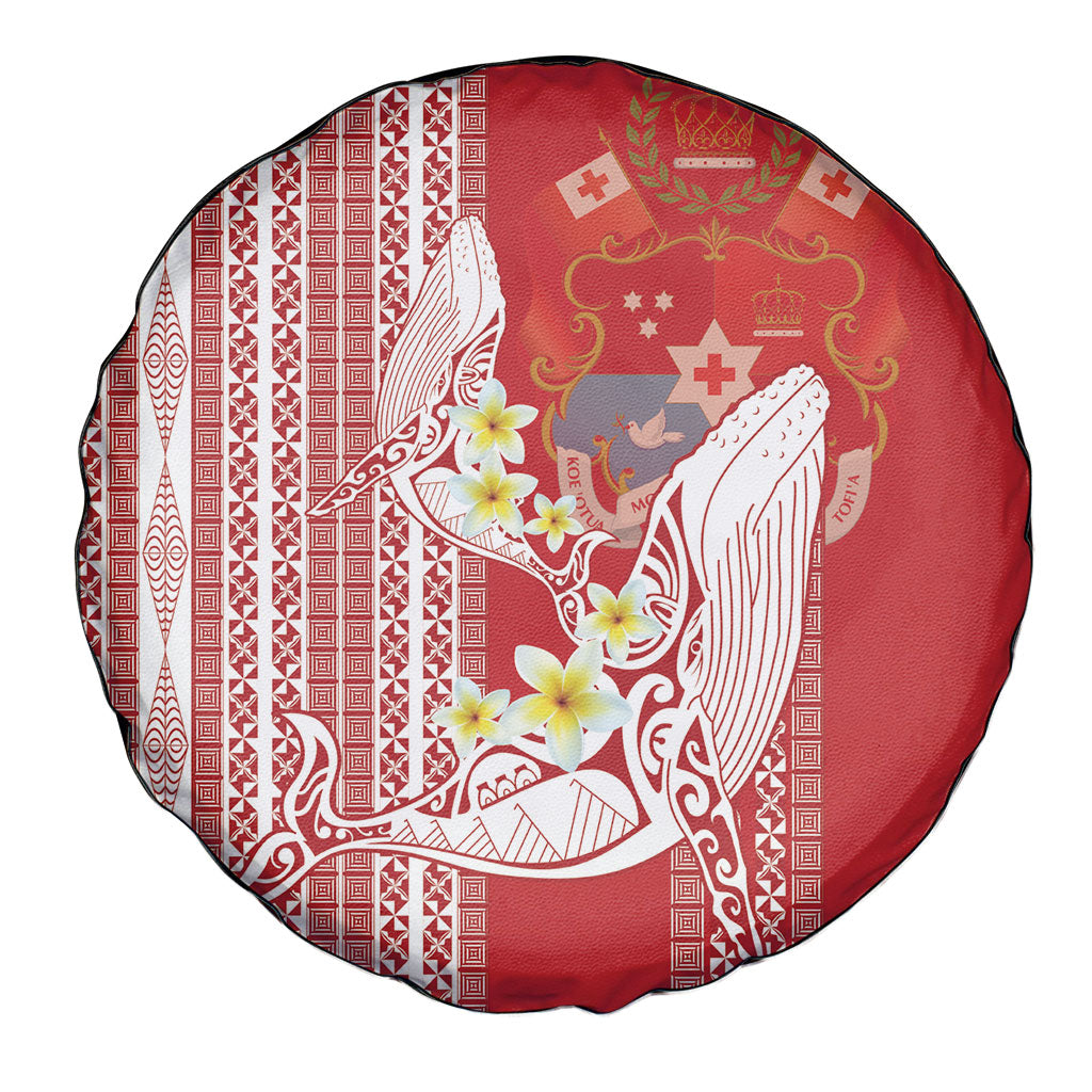 Swimming With Humpback Whales Season Tonga Spare Tire Cover Tongan Tofuaa Ngatu Pattern Red LT14 - Polynesian Pride