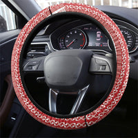 Swimming With Humpback Whales Season Tonga Steering Wheel Cover Tongan Tofuaa Ngatu Pattern Red LT14 - Polynesian Pride