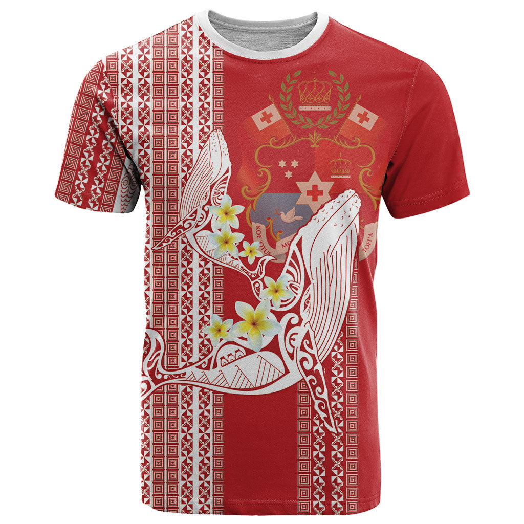 Swimming With Humpback Whales Season Tonga T Shirt Tongan Tofuaa Ngatu Pattern Red LT14 Red - Polynesian Pride