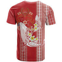 Swimming With Humpback Whales Season Tonga T Shirt Tongan Tofuaa Ngatu Pattern Red LT14 - Polynesian Pride
