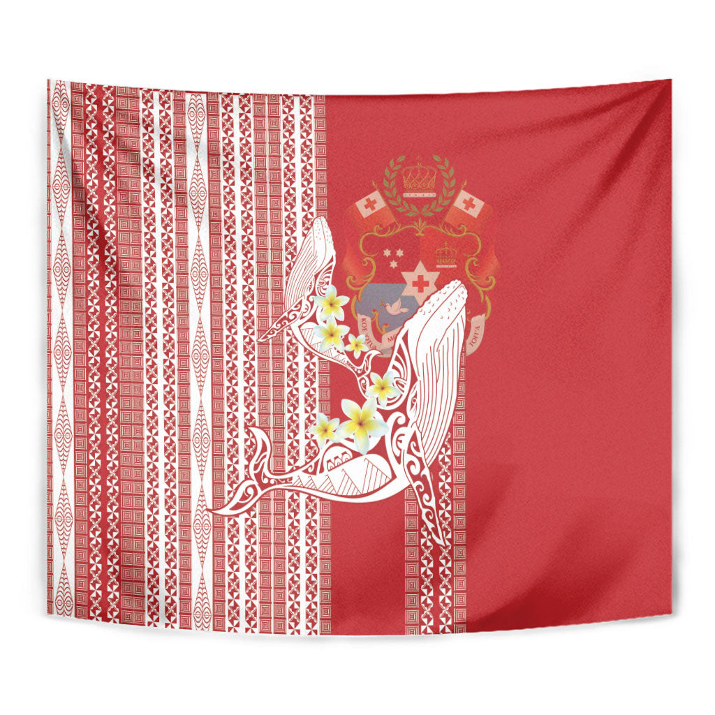 Swimming With Humpback Whales Season Tonga Tapestry Tongan Tofuaa Ngatu Pattern Red LT14 - Polynesian Pride