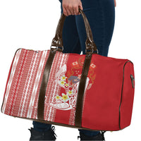 Swimming With Humpback Whales Season Tonga Travel Bag Tongan Tofuaa Ngatu Pattern Red LT14 - Polynesian Pride
