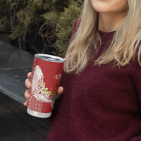 Swimming With Humpback Whales Season Tonga Tumbler Cup Tongan Tofuaa Ngatu Pattern Red LT14 - Polynesian Pride
