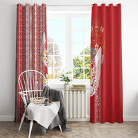 Swimming With Humpback Whales Season Tonga Window Curtain Tongan Tofuaa Ngatu Pattern Red LT14 - Polynesian Pride