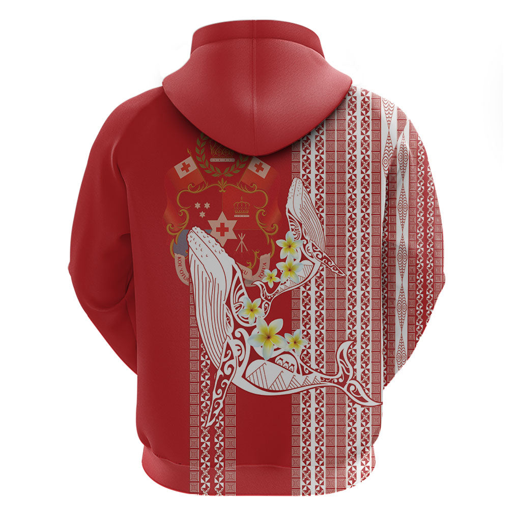 Swimming With Humpback Whales Season Tonga Zip Hoodie Tongan Tofuaa Ngatu Pattern Red LT14 - Polynesian Pride